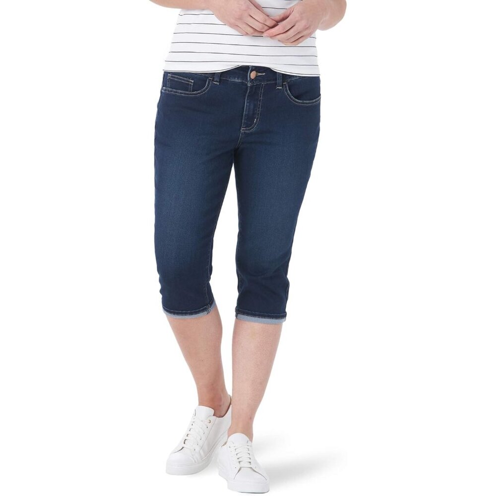 Women's Ultra Soft Denim Capri Cropped Fit Stretch 78% Cotton 25% Polyester